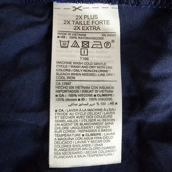 Old Navy 100% Rayon Blue V Neck Dress Plus Size 2X - Picture 8 of 8